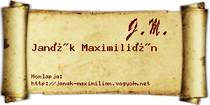Janák Maximilián névjegykártya